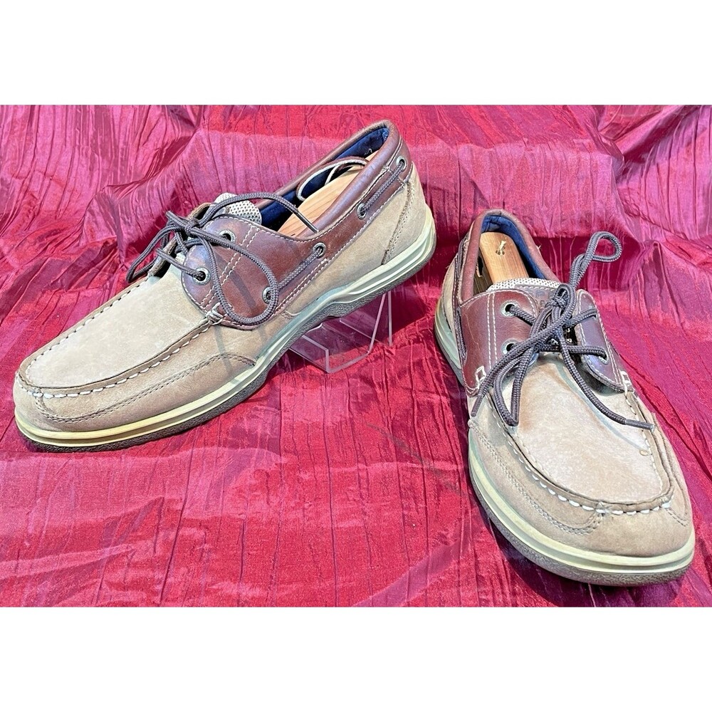 Mens SPERRY Top Sider 2 Eye Tan/Beige SlipOn Deck Boat Shoe sz 10M #0777119